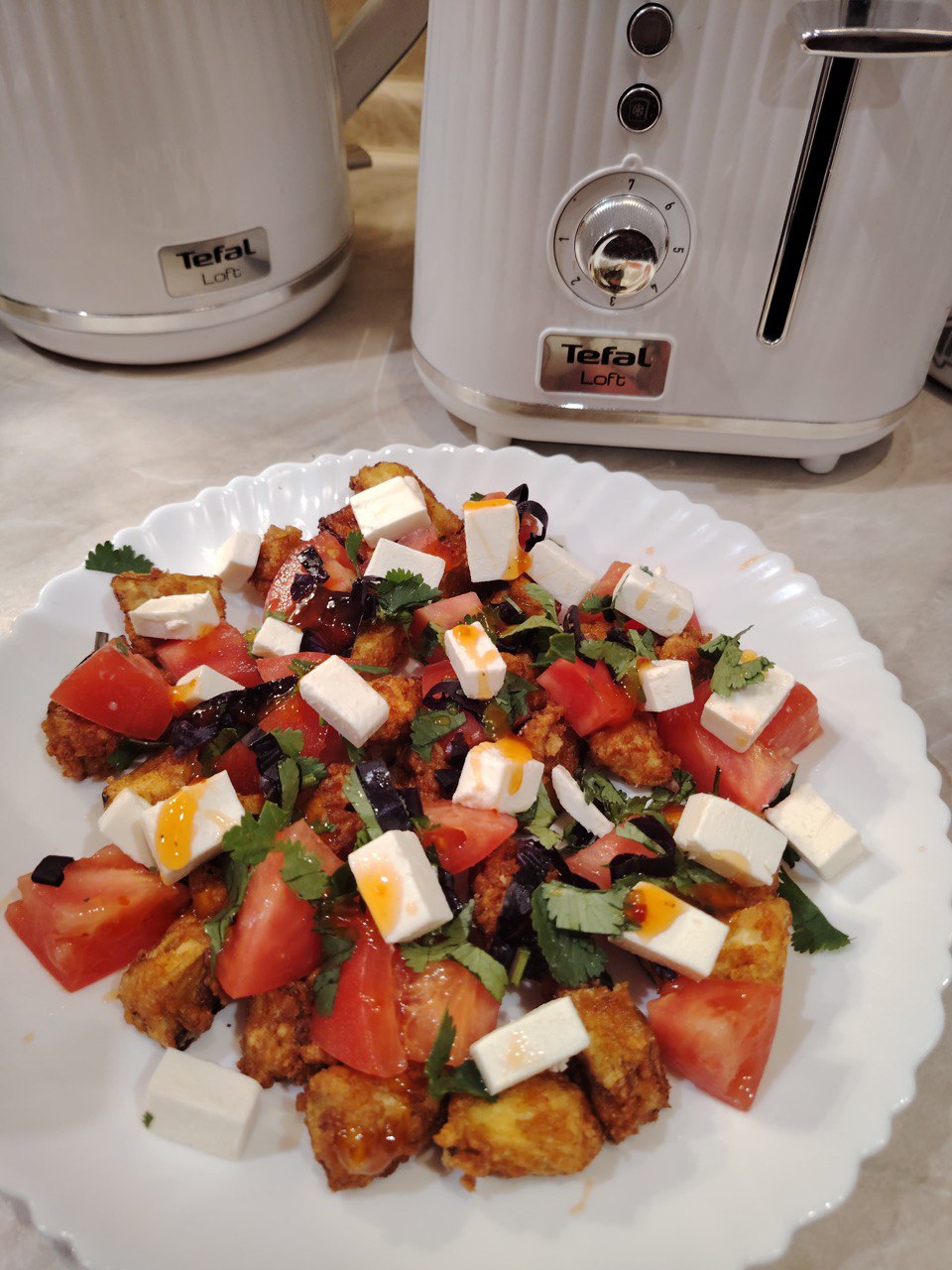 Салат с хрустящими баклажанами