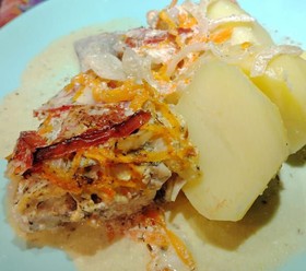 Судачок запечённый с овощами