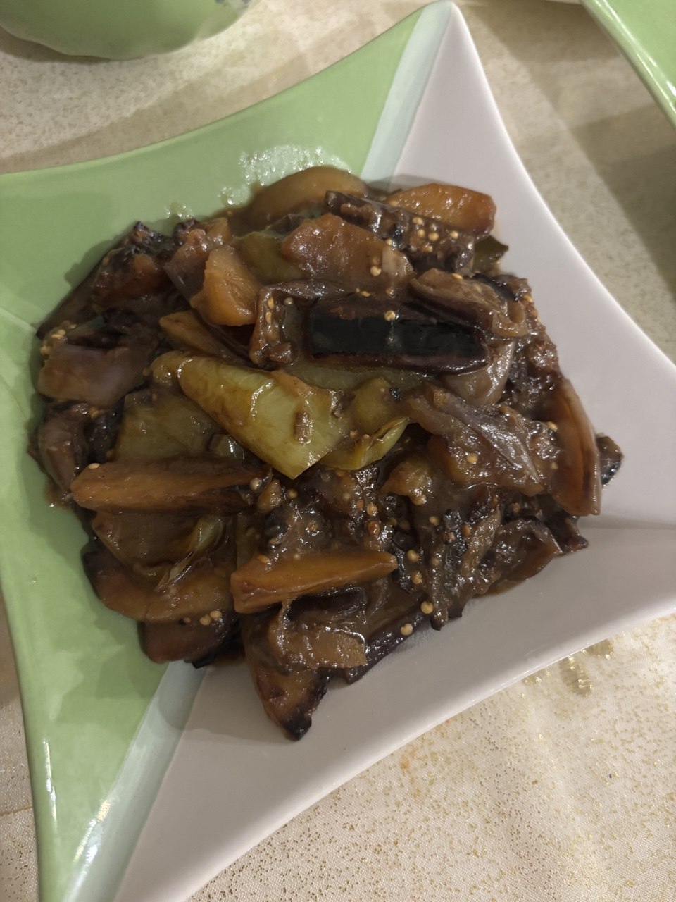 Баклажаны с картофелем в кисло-сладком соусе