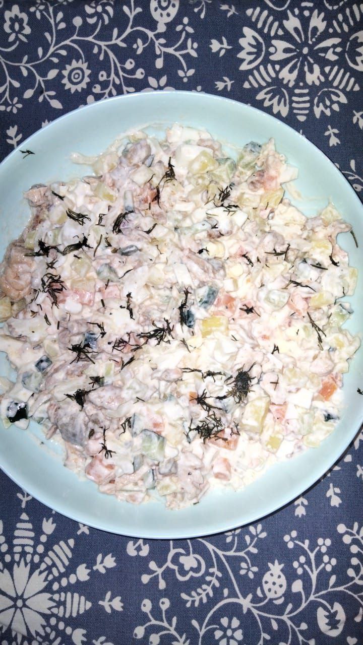Салат оливье рыбный