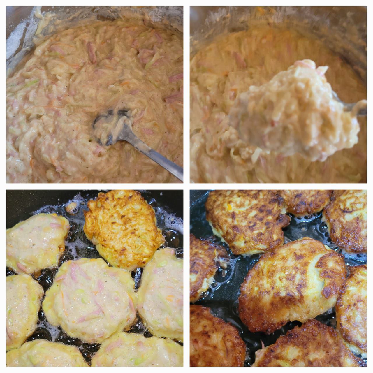 Оладьи из кабачков с сосисками