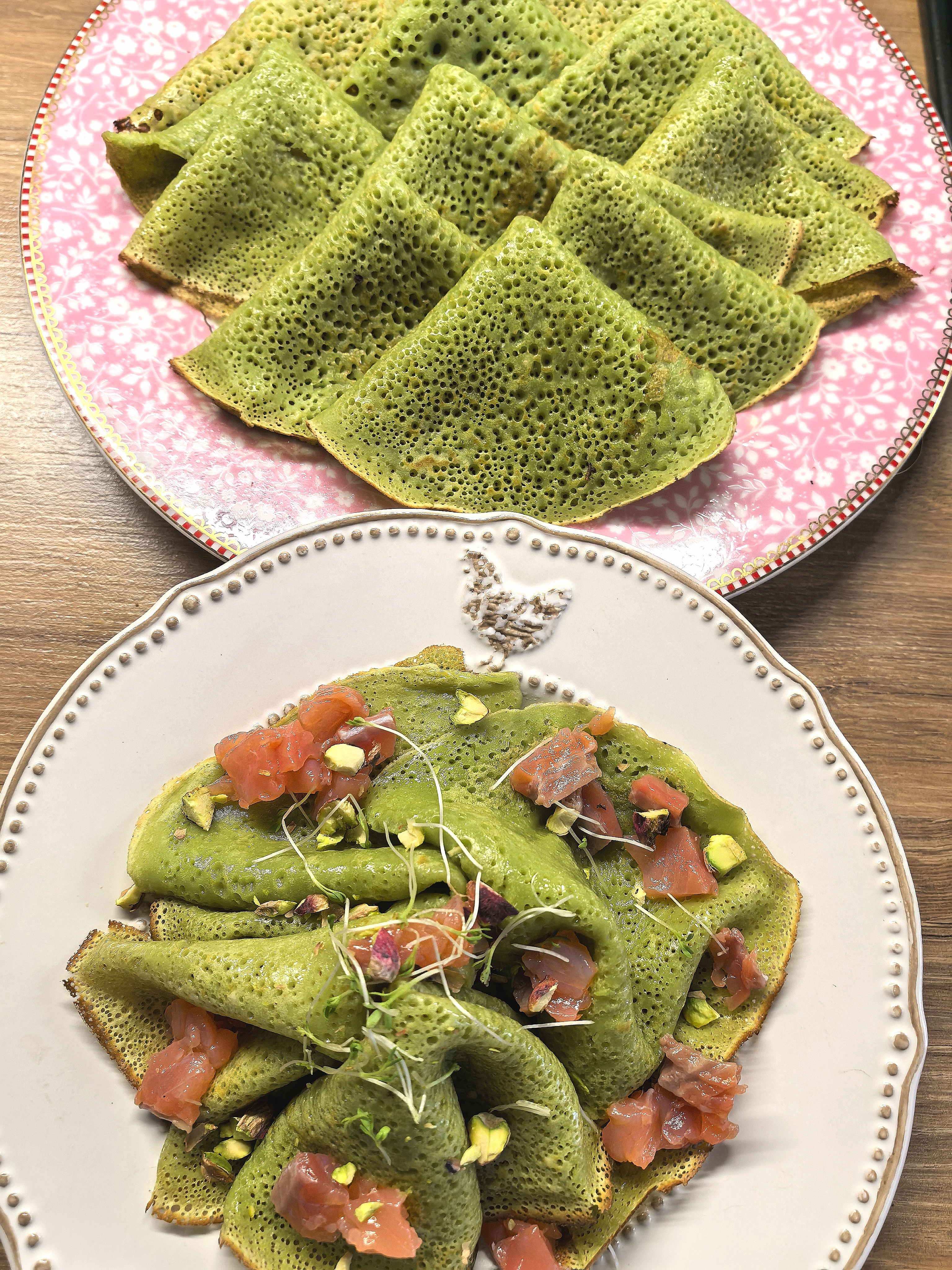 Блинчики красивые со шпинатом