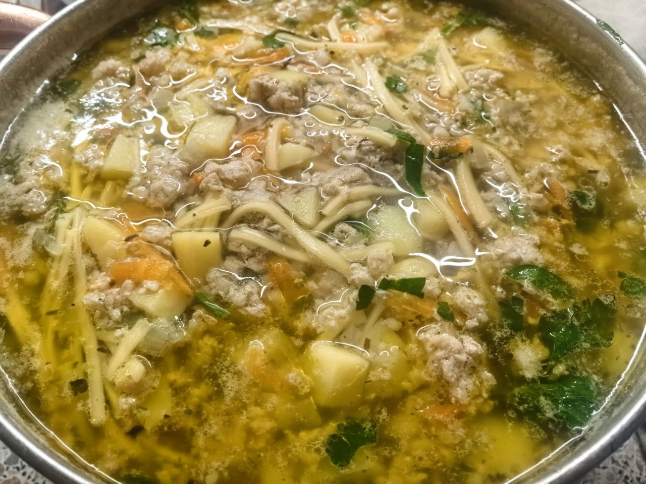 Супчик с фаршем и лапшой