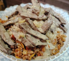 Печень говяжья "Нежная" с гречкой и овощами